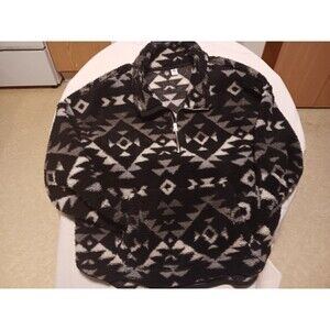 Womens Old Navy Aztec Sherpa 1/4 Zip Fleece Sweatshirt - Size XXL Polyester